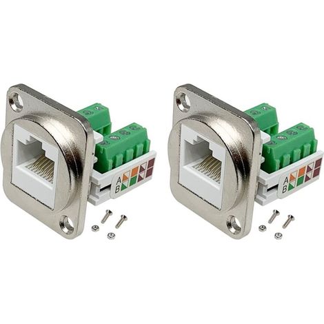 Adaptateur Panneau RJ45 2 Pièces Connecteur 8P8C Rallonge Sans Soudure Borne à Vis