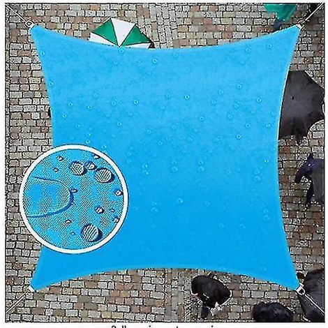 Voile d'ombrage carrée imperméable, voile d'ombrage solaire, auvent, abri (bleu clair) (1/4)