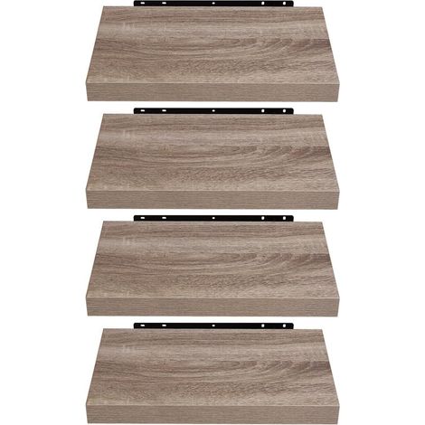 Étagères murales, 40 cm, MDF couleur café clair, lot de 4 étagères flottantes décoratives, pour salon, chambre, salle de bain, couloir (1/5)