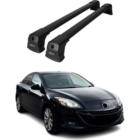 OMAC Dachträger Querträger kompatibel mit Mazda3 mk2 Stufenheck 2010-2013 – 2 Stangen – Abschließbar – Aluminium Schwarz (1/5)