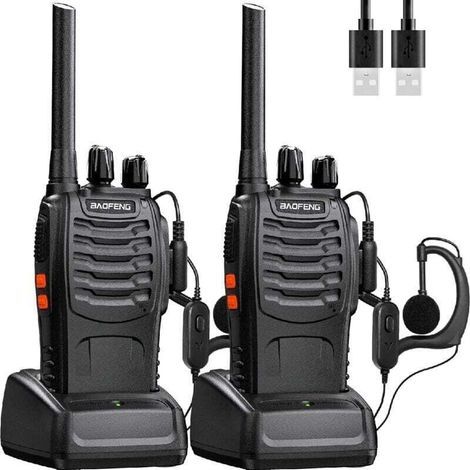 Baofeng Talkie Walkie Longue portée Rechargeable Professionnelle 16 Canaux PMR Talkies-Walkies Radio,avec oreillette, USB Chargeur, Batterie(1 e) (1/5)