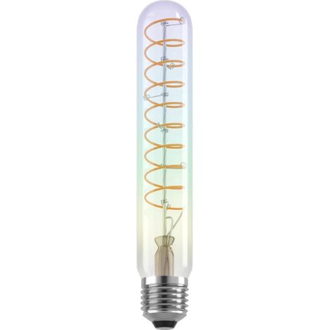 Eglo lampadina LED E27 dimmerabile colorata, lampadina a spirale scintillante a forma di tubo, lampadina arcobaleno, 4 Watt, 200 Lumen, bianco caldo, 2000k, lampadina Edison T30, Ø 3 cm