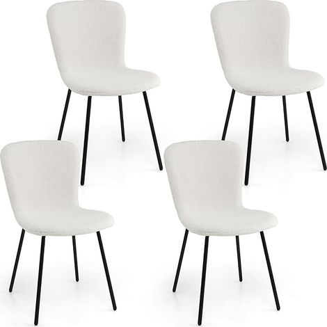 COSTWAY Set di 4 Sedie da Pranzo, 4 Sedie Alte da Bar, Sedie Imbottite Moderne con Schienale e Gambe in Metallo, Set di Sedie da Cucina, Portata 150 kg, 47 x 58 x 86 cm (1/5)