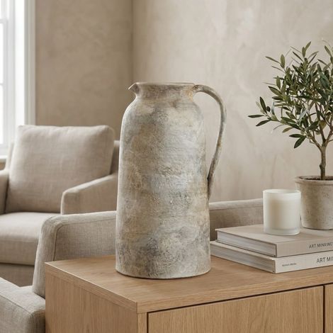 Immense Brushed Terracotta Jug Vase (1/2)