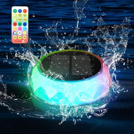 Floating Solar Pool Lights, RGB Color Changing Pool Lamp, IP68 Waterproof Floating Solar Lighting with Remote Control for Spa, Party, Patio, Garden (1/5)
