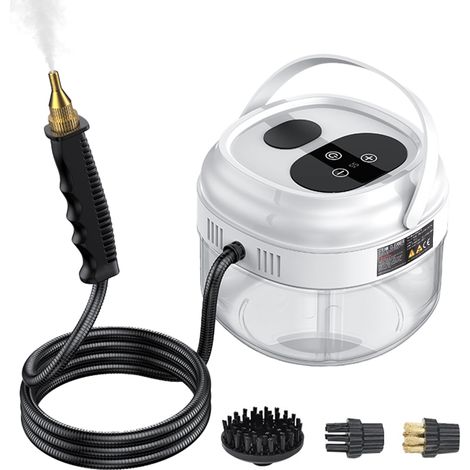 Nettoyeur vapeur multi-surfaces portatif sous pression avec 3 brosses et tige allongée pour la maison, nettoyage en profondeur portable, écran tactile numérique réglable à 6 vitesses, réservoir d'eau (1/5)