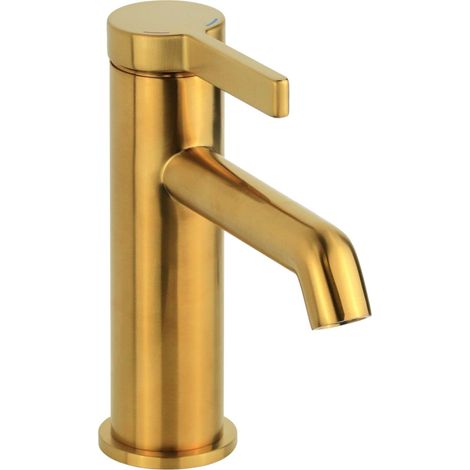 Mezclador monomando de lavabo en oro cepillado con desagüe clic-clac Pollini Lumea LT70005112W  Oro cepillado (1/5)