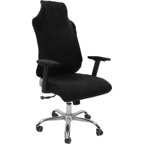 Housse de chaise de bureau en polaire unie, idéale pour les chaises gaming, les fauteuils de cybercafé ou les salles de jeux vidéo. Anti-poussière, elle est également disponible en noir. (1/5)