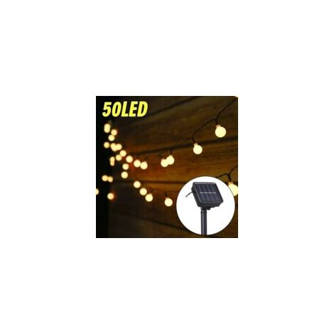 Litzee – Luci a stringa solari a LED da 7 metri – Luce bianca calda – 50 LED – Impermeabile IP44 – 8 modalità di illuminazione per un'atmosfera personalizzata – Crezuo