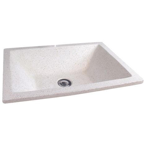 ONDEE - Lavabo Rectangular para colocar TAMARA - 40cm - Terrazzo - Sin rebosadero - Crema (1/4)