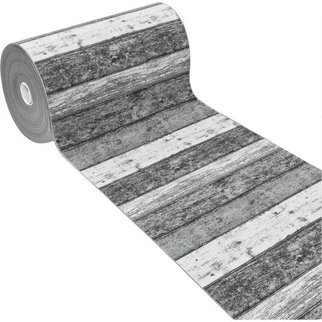 Tapis de Cuisine Texture Plate Coureur Lavable Antidérapant motif Bois Parquet Gris - 52x40 cm (1/4)