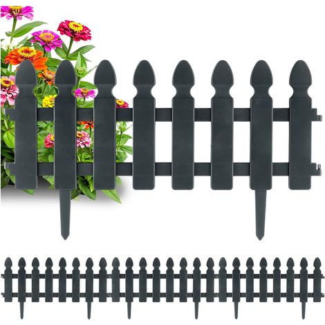 4 bordures de clôture de jardin grises, palissade, bordure de pelouse, 196 cm (1/5)