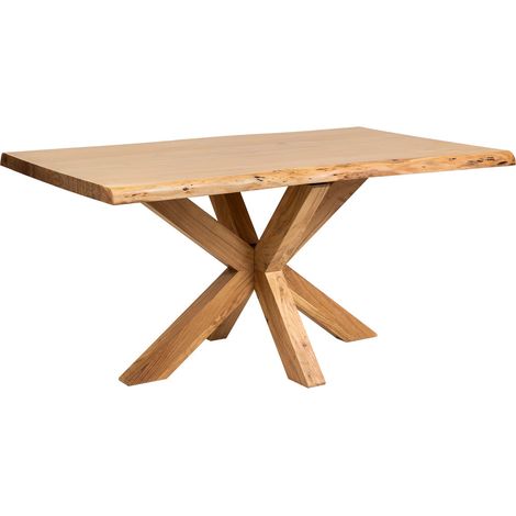 Mesa de comedor borde vivo de madera de acacia natural 160x90x77 (1/5)