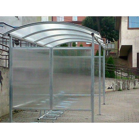 Abri vélo toit + parois latérales et arrière ZORZA pour 10 vélos - 420 cm - Fixation: à fixer dans le béton