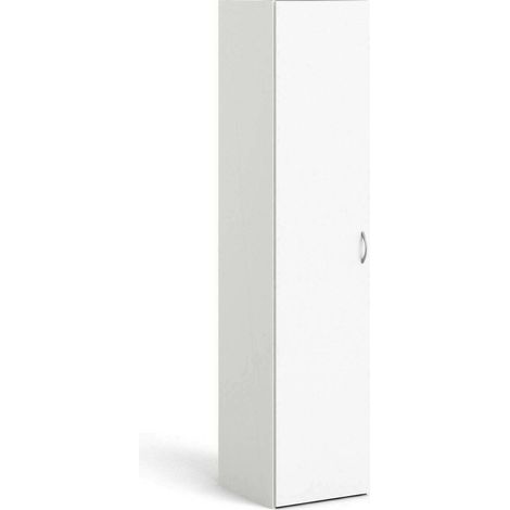 Dmora - Armadio multiuso 1 anta Am, Mobile multifunzionale, Mobiletto scarpiera, Guardaroba porta scarpe, 39x41 h175 cm, Bianco (1/5)