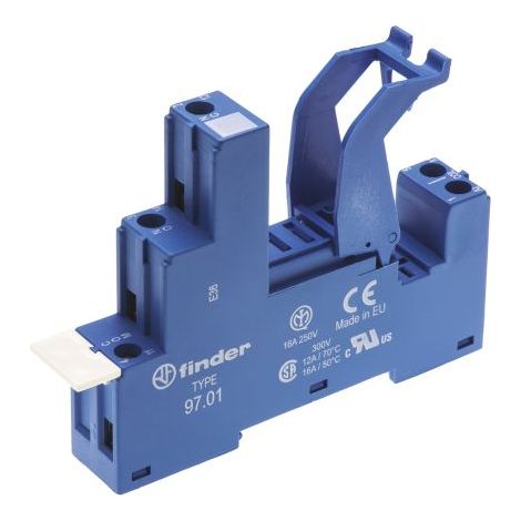 Support relais Finder série 97 5 contacts, Rail DIN, 250V c.a., pour Relais séries 46.61 et 46.52 ( Prix pour 1 ) (1/2)