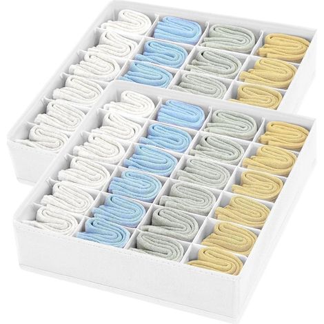Schubladen Organizer 2 Stück mit 24 Fächern für Socken, Krawatten, Gürtel (1/5)