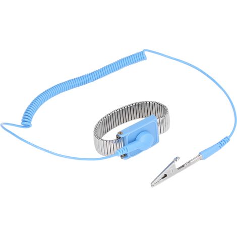 Bracelet antistatique ESD mise à la terre, bande métallique avec fil de 1,8 m, atelier, bracelet de poignet conducteur, couleur métal, 1 pièce. (1/5)