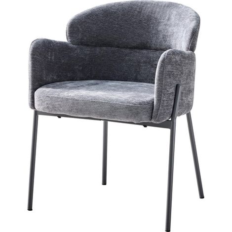 Dimo Poltrona Iris in Tessuto Grigio con Gambe in Metallo – Sedia da Arredo Design Moderno (1/3)