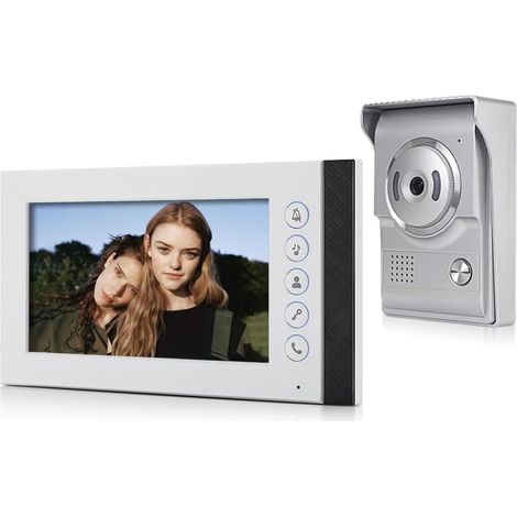 Câblé 7 Pouces TFT Couleur Vidéo Sonnette Interphone Système de Sonnette pour la Maison 700TVL IR Vision Nocturne Caméra Extérieure avec Moniteur Intérieur, Supporte Jusqu'à 100 Mètres (1/5)