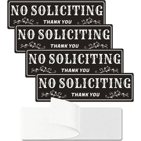 (4 Pack) 8.3 x 2.4 Inches No Solicitation Signs for House BB - B