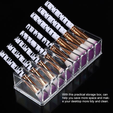 Porte-pinceaux maquillage acrylique transparent, boîte de rangement cosmétique avec couvercle, organiseur de bureau pour rouge à lèvres et accessoires, coffret de stockage (1/5)