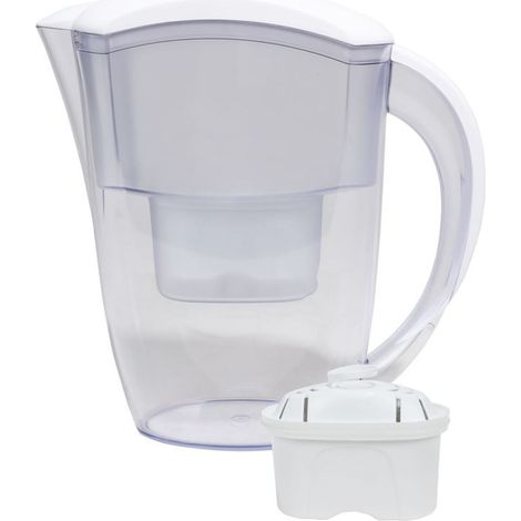 Wasser-Filterkanne mit Filterkartusche 2,4L Wasserfilter Wasserkanne Trinkwasser - weiss (1/2)