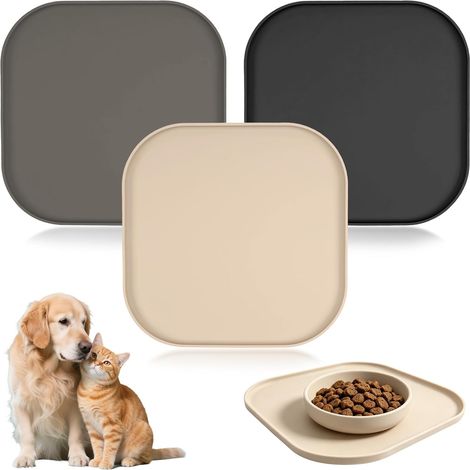 Set of 3 Non-Slip Dog and Cat Bowl Mats (1/5)