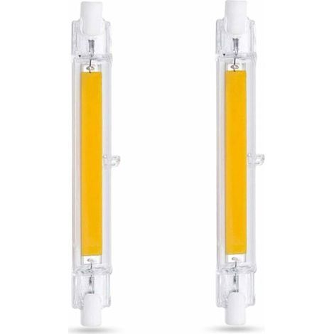 Ampoule LED R7S 118mm 10W BlaChaud 3000K, 1000LM, Équivalent Lampe Halogène R7S J118 80W 100W, Non-dimmable, Ampoule R7S 118mm Slim COB LED pour Applique Murale/Lampadaire, lot de 2 [Classe (1/5)