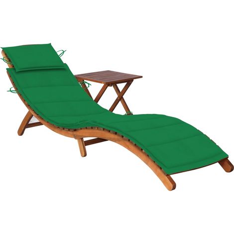 Lettino prendisole sedia a sdraio lettino prendisole letto da giardino mobili da esterno per patio con tavolo e cuscino legno di acacia 020012637