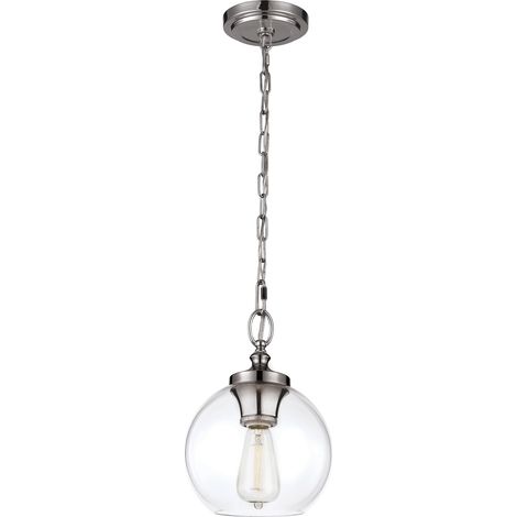 Elstead Tabby - Mini suspension à 1 ampoule au plafond en forme de dôme, nickel poli, E27 (1/7)
