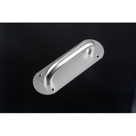 Placa de acero inoxidable para tirador de puerta, armario, gabinete, puerta corrediza de granero o cajón de cocina - Forma ovalada - 7.87 pulgadas (1/5)