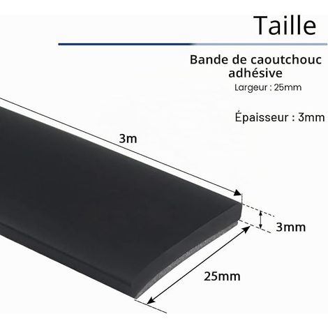 Bande de Caoutchouc Feuille de Caoutchouc néoprène pour Joints Protection du Sol Protection des Vibrations Couverture Bricolage (25mm×3mm×3m) (1/4)