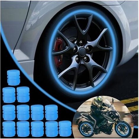 12 Pack Fluorescent Car Tire Valve Caps, Universal Luminous Car Tire Valve Stem Caps, Auto Dust Cap for Car, SUV, Motorcycle, Truck MUMU