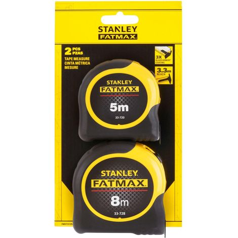 Stanley – Mètre-ruban 5m et 8m – FMHT317250 – Ruban résistant à l'abrasion – Blade Armor pour protection – Épaisseur 32mm