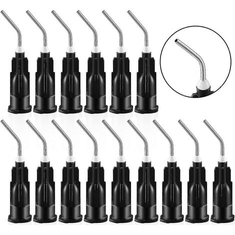 100 embouts de distribution coudés de calibre 20, aiguilles de distribution noires à bout arrondi, pré-courbées Flow-DF (1/3)