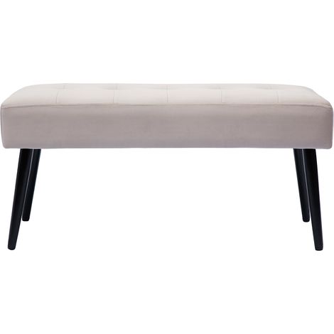 Banco de diseño capitoné de terciopelo color topo y metal negro 95 cm GUESTA (1/4)
