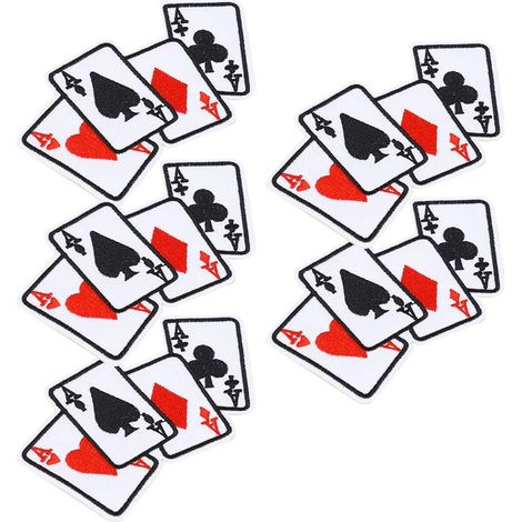 Patchs de Cartes à Jouer, 5pcs Poker Ace vêtements Patch Fer sur Carte à Jouer Applique Bricolage t-Shirt Tissu Autocollant (1/5)