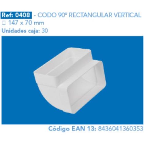 FPLUS codo rectang.vertical 147x70 mm , codo rectang.vertical 147x70 mm