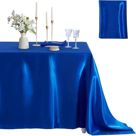 Satin-Tischdecke rechteckig 152x213cm Königsblau für Hochzeiten & Partys