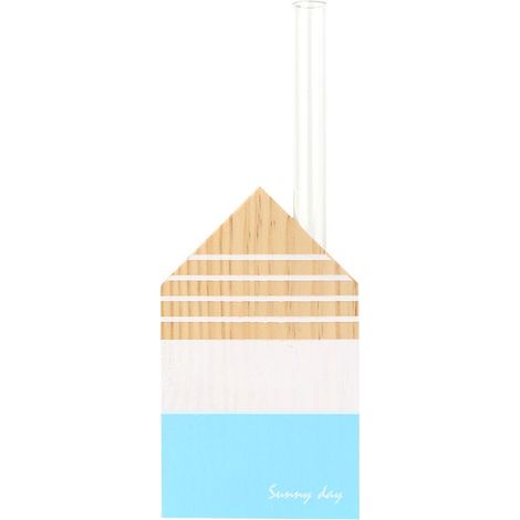 Ländliches Reagenzglas aus Holz mit Glasblumeneinsatz, kleine Tischdekoration (TT-06 Englisch) (1/5)
