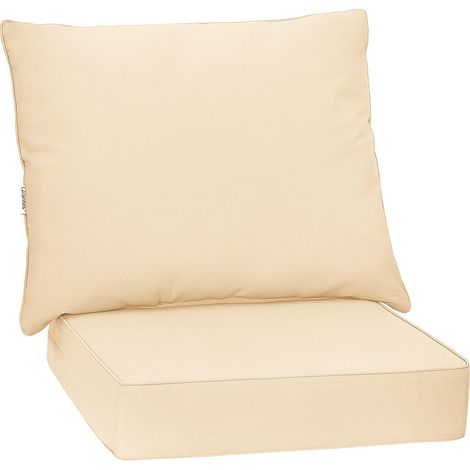 COSTWAY Cuscino per Divano da Giardino, Cuscino per Sedia Rattan per Esterno, Set di 2 Cuscino per Mobili da Giardino (Beige) (1/5)