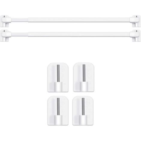 QORVA-2 Tringles à Rideau Extensibles avec 4 Crochets - Sans Perçage ni Vis - Réglable 30-50cm pour Fenêtres & Placards - Support Jusqu'à 1 kg (2PCS-30-50CM)