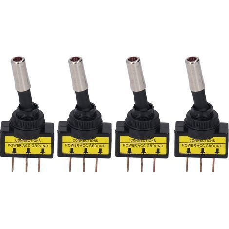 4 pièces interrupteur à bascule ON OFF LED rouge illuminé interrupteur à bascule automatique de voiture 3 broches 12mm 20A DC12V. (1/5)