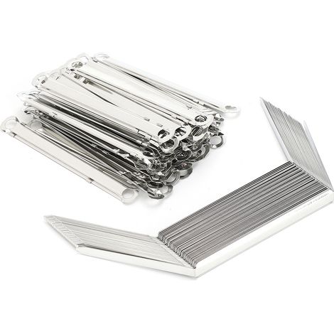 50 pièces attaches à 2 trous en métal, clips reliure 80mm pour classeurs, agrafes perforées A4, clips de bureau pour 350 feuilles (1/5)
