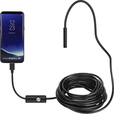 Endoscope USB-C - Caméra d'inspection étanche IP67 2 Mpx - Câble rigide serpentin 5 m - Pour smartphones Android et ordinateurs (1/5)