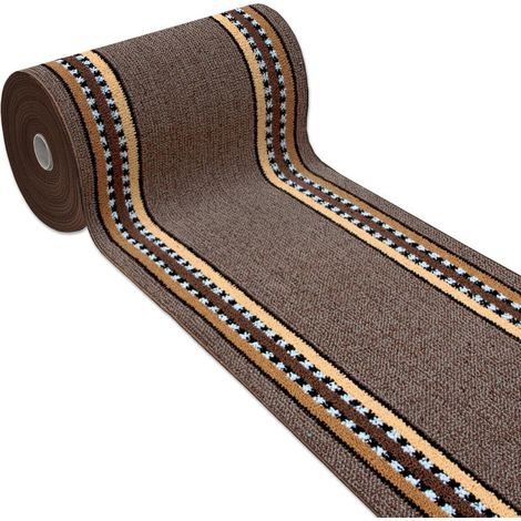 Tappeto Cucina Marrone Antiscivolo 100% Made in Italy Passatoia Corsia Bordata Ingresso Lavabile In Varie misure - 50x75 cm