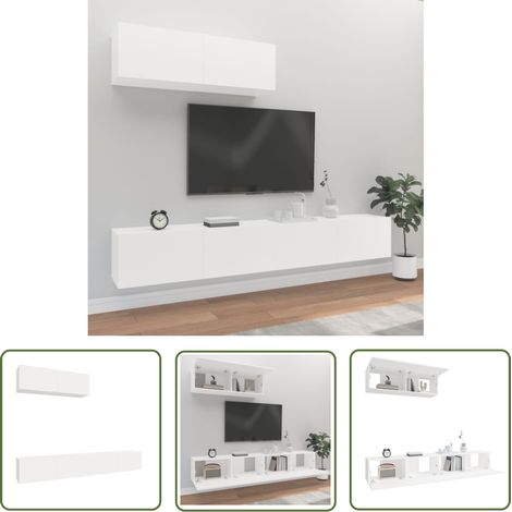 The Living Store Ensemble de meubles TV 3 pcs Blanc Bois d'ingénierie - Meuble Tv - Meuble Tv Mural - Ensemble Meuble Tv - Meuble Tv Blanc - Meuble Tv En Bois (1/5)