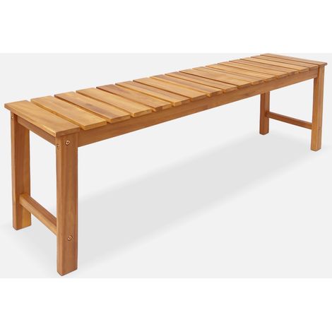 Panca in acacia e legno chiaro, 140cm (1/5)