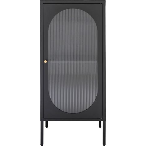 Adelaide Vetrina in Acciaio Nero con Porta in Vetro Rigato